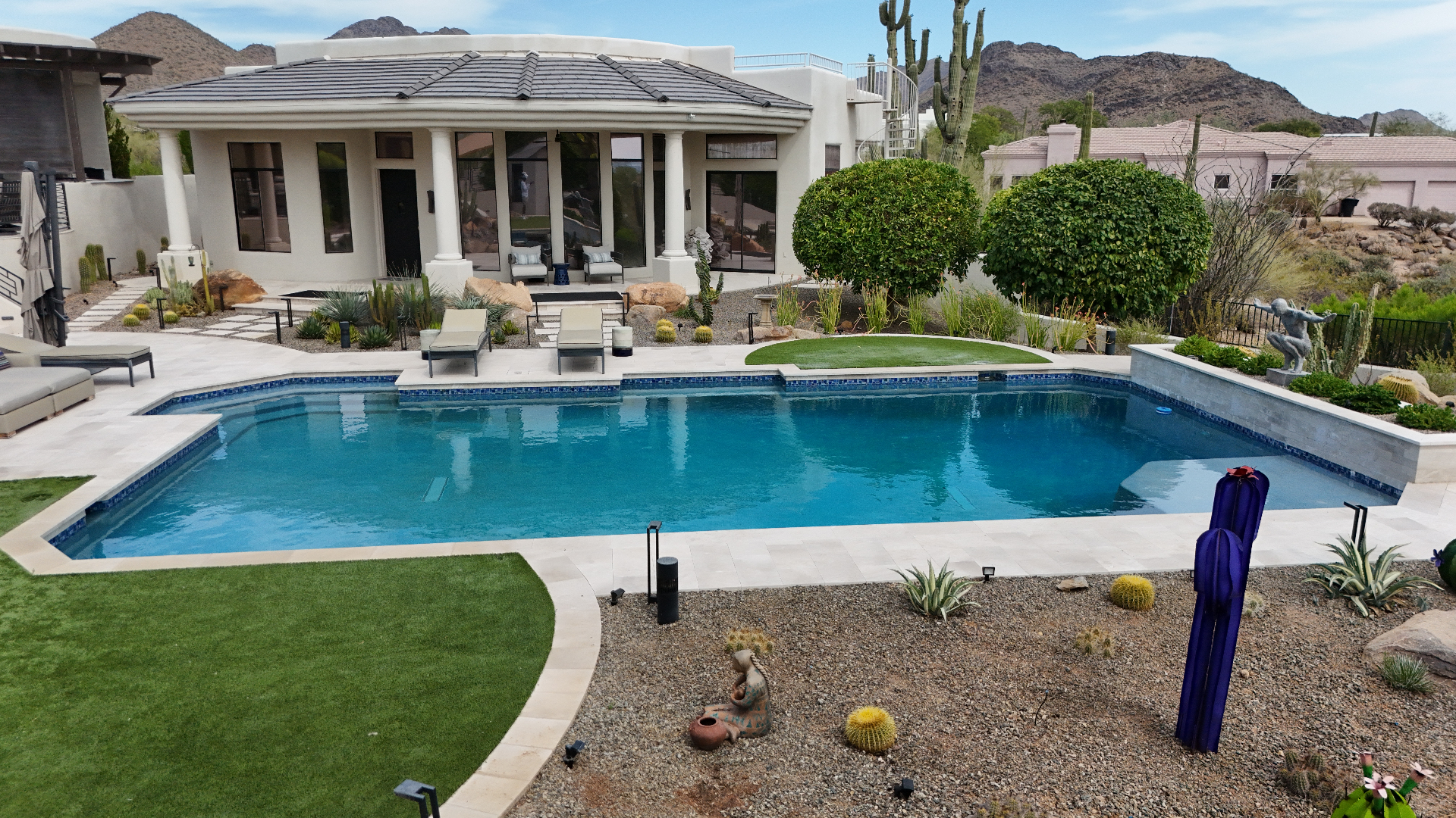 Luxury Scottsdale pool with mountain views and desert landscaping